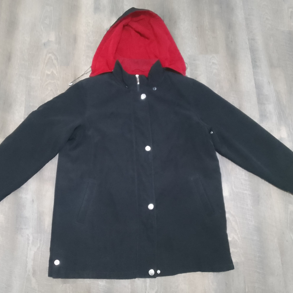 Black Jacket with Red Hood